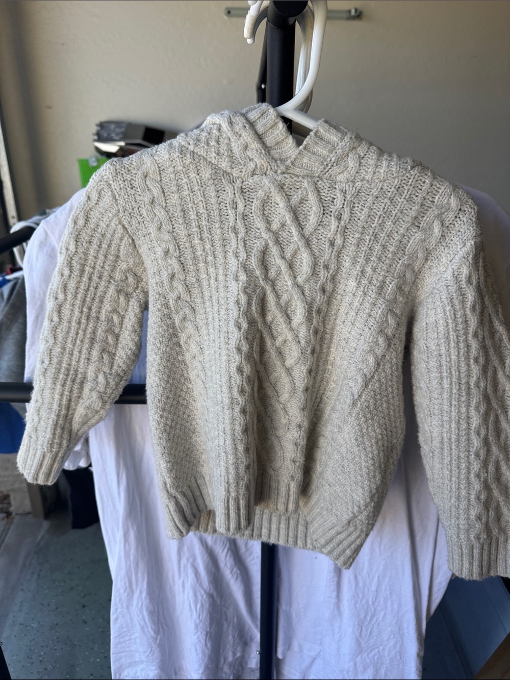Old Navy Cream Cable Knit Hoodie Sweater